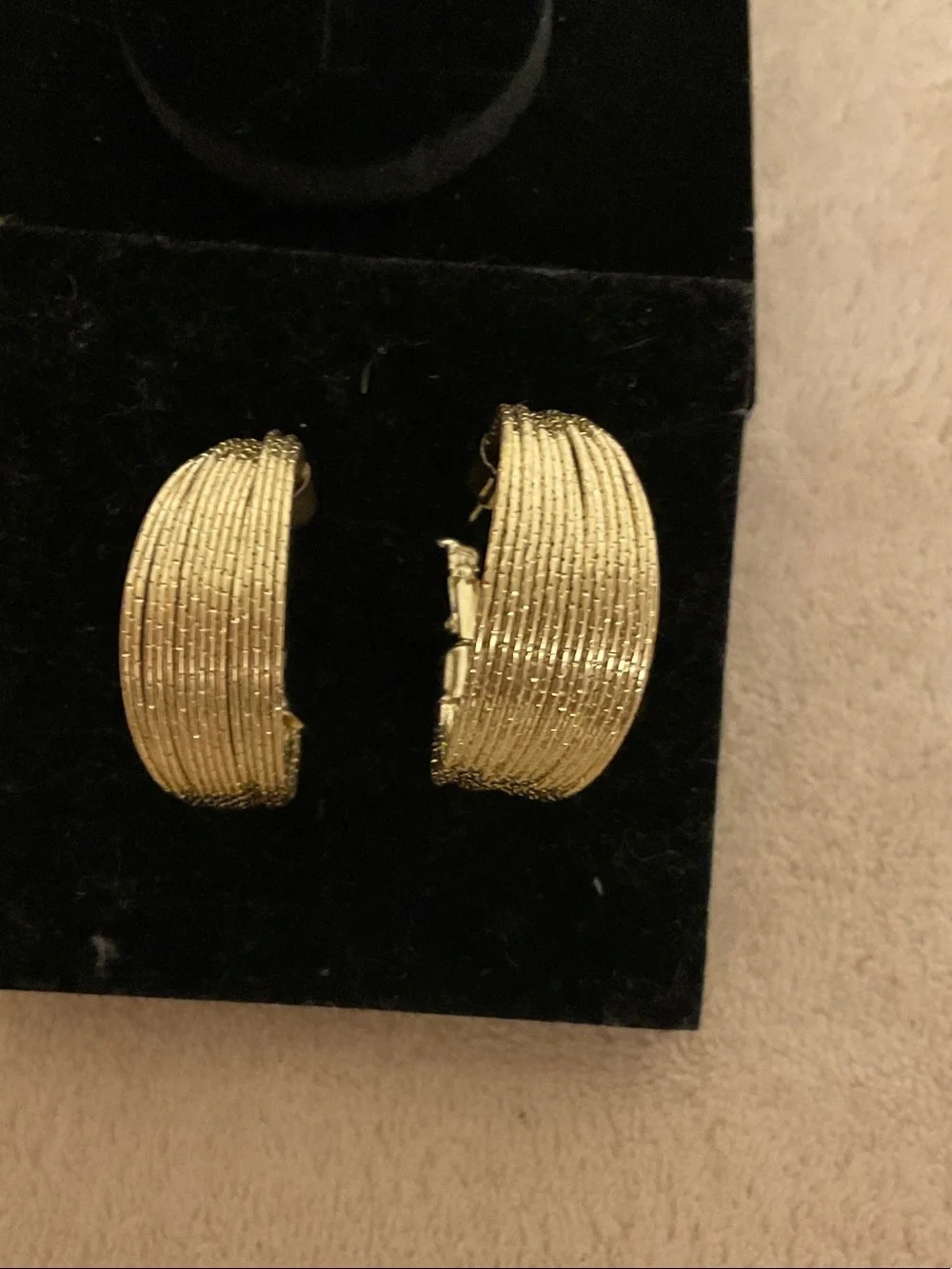 Textured Gold Ribbed Hoop Earrings for Women